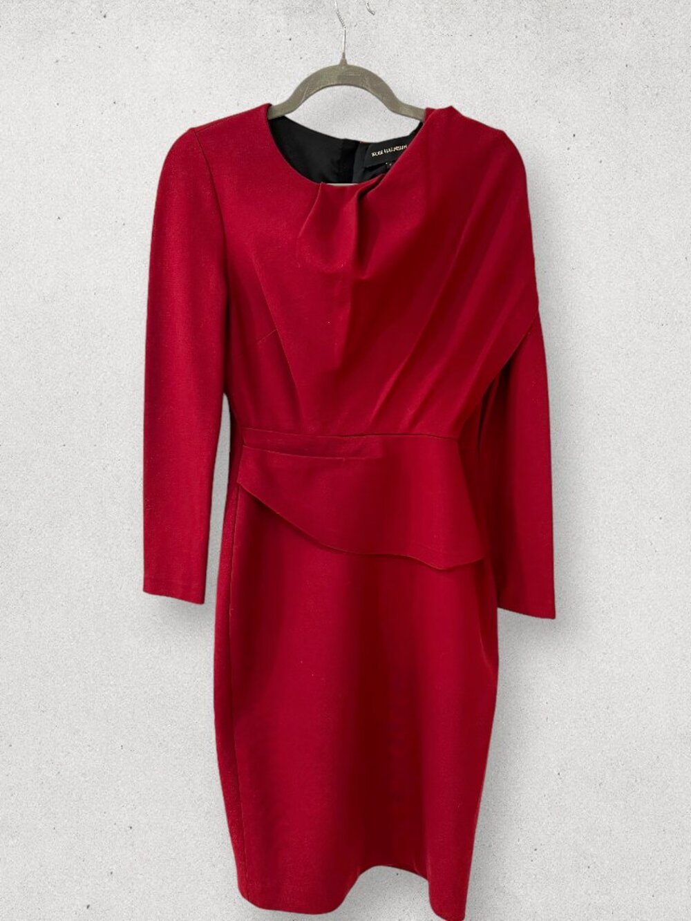 KOBI HALPERIN Burgundy Red Long Sleeve Sheath Dress w/ Overlay - Size 6